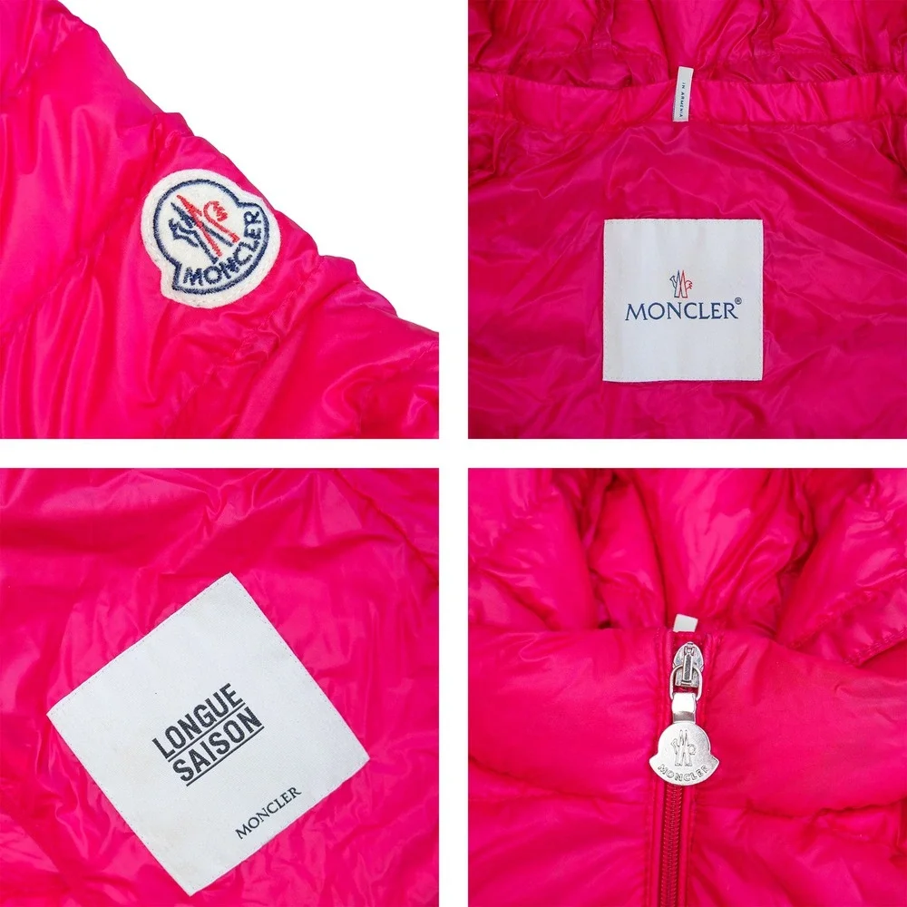 Moncler Girls Hot Pink Longue Saison Down Puffer Jacket Size 10Y 140cm
